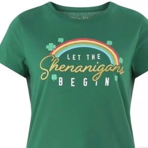 Green Shirt with Rainbow and Shamrock Design